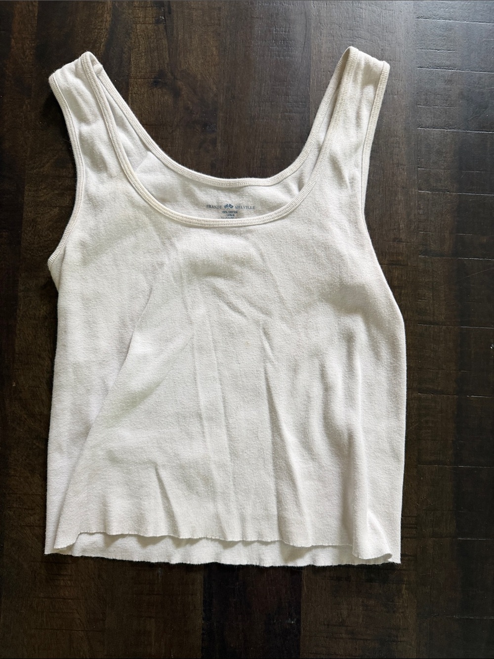Brandy Melville Cream Ribbed Scoop Neck Tank